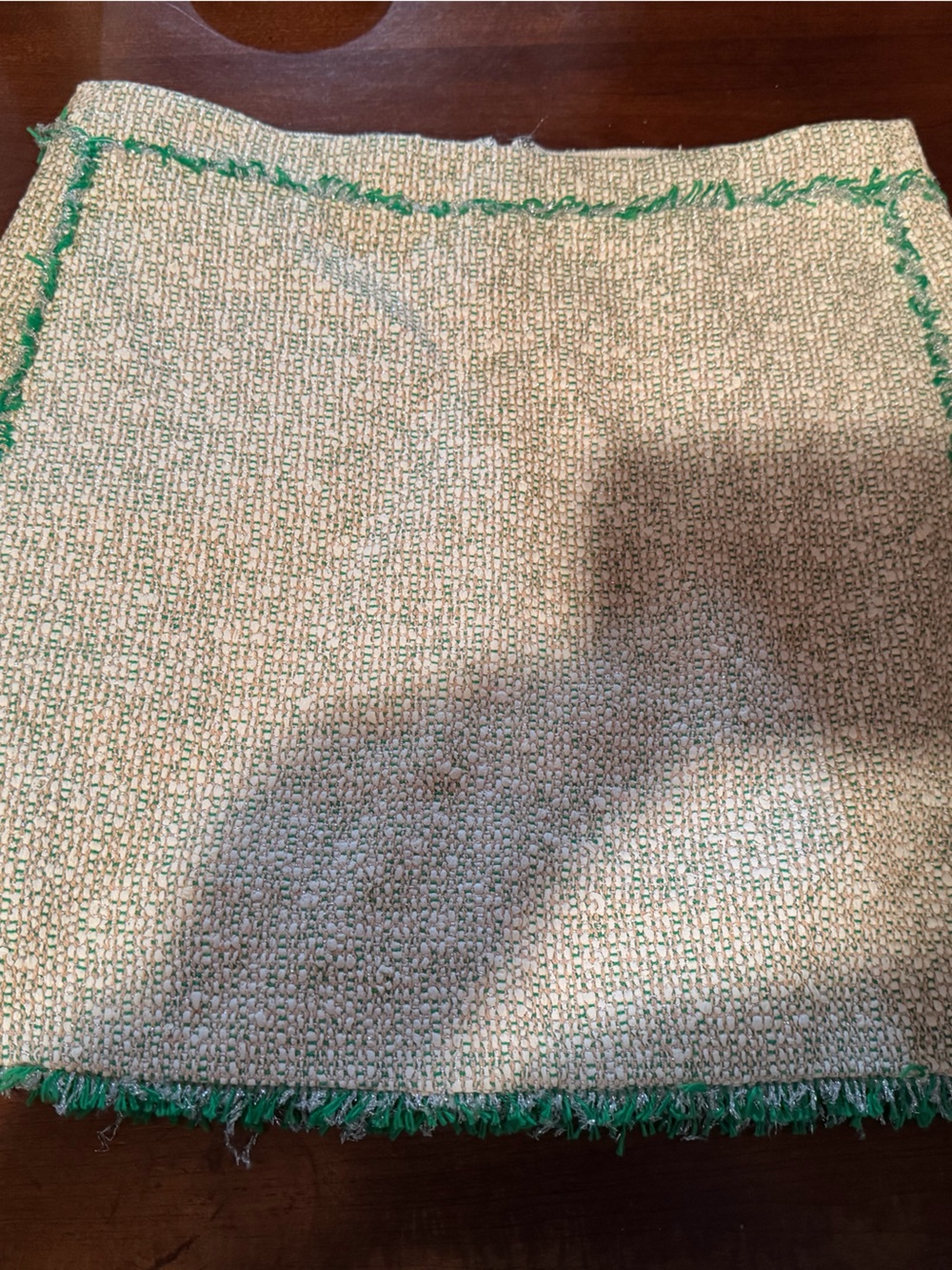 J. Crew Cream and Green Tweed Skirt Lined